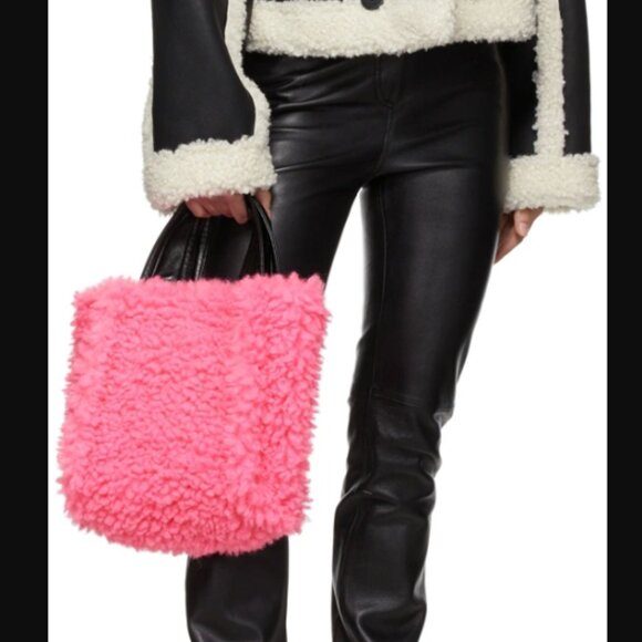 NWT Stand Studio Lucille fluffy shearling pink bag in Blossom - Picture 1 of 14